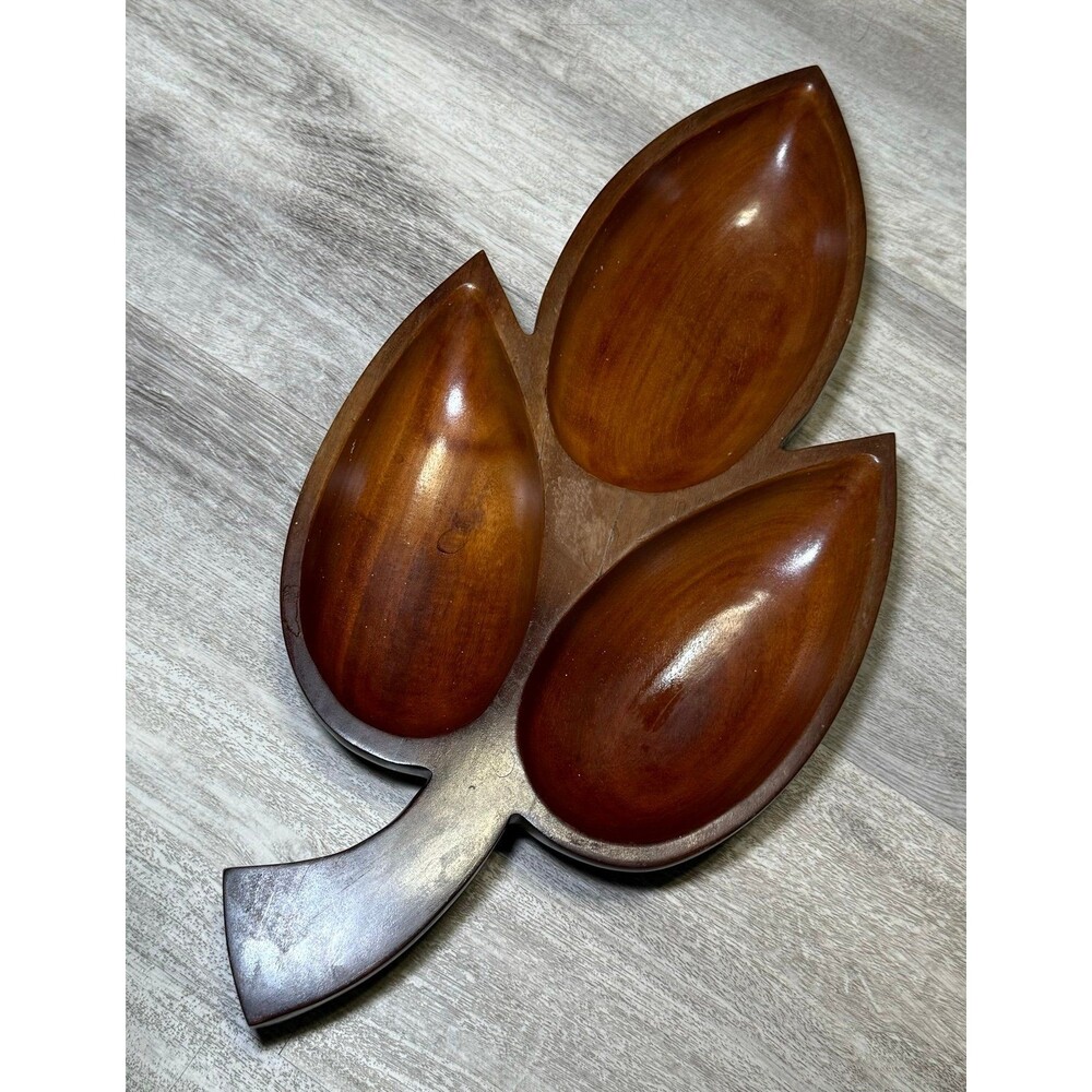 Vintage beautiful solid mahogany‎ wooden nut bowl/tray